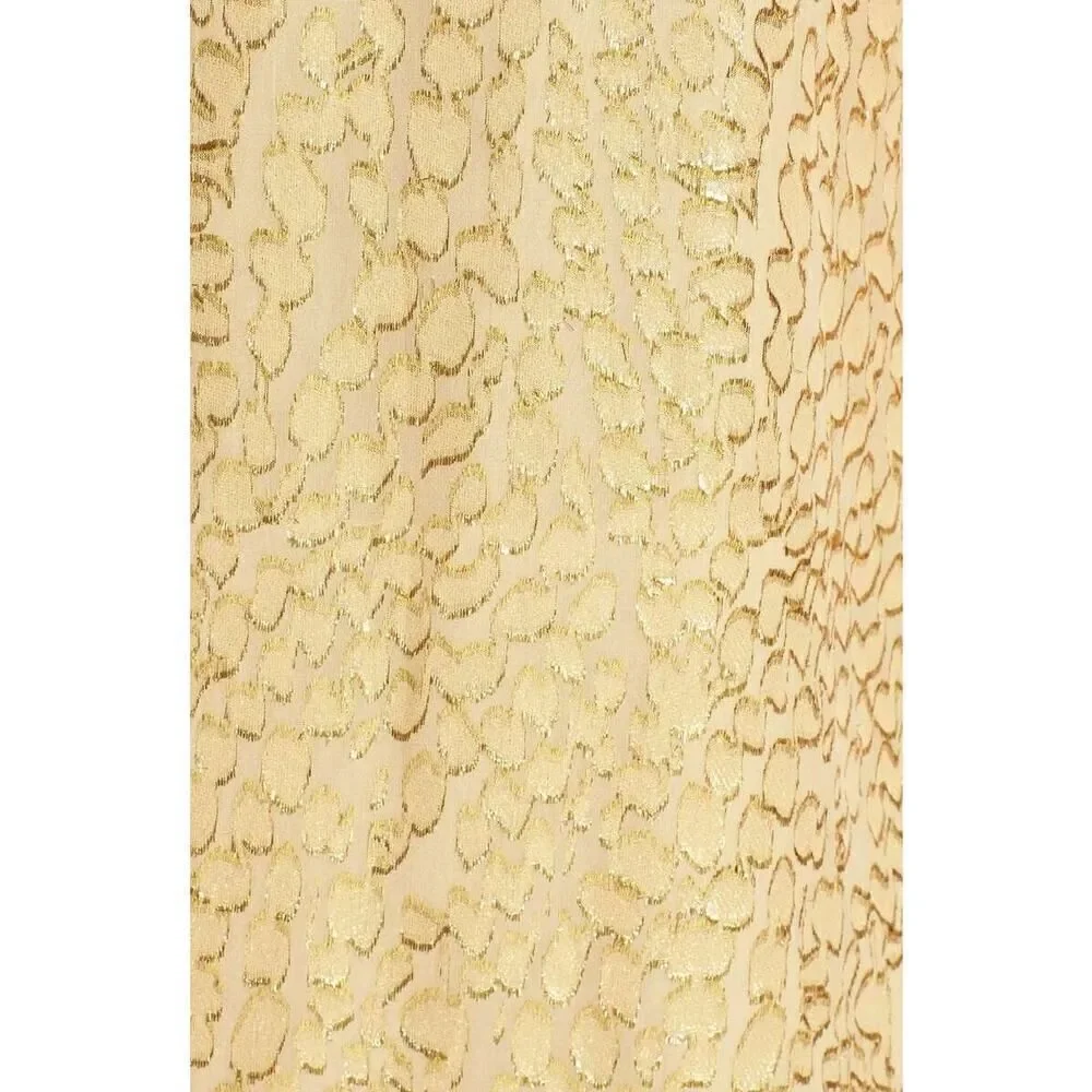 Lilly Pulitzer Silk Betty Metallic Gold Jacquard Packin Heat Chiffon Dress XS